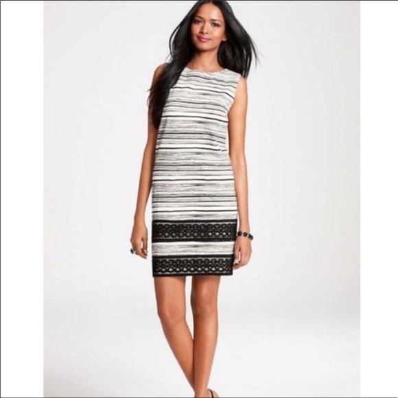 Ann Taylor Dresses & Skirts - Ann Taylor petite white black stripe shift dress